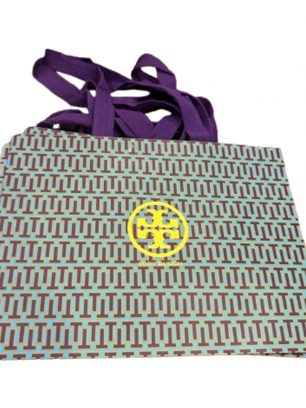 NEW Tory Burch Logo Purple Teal Gift Shopping Bags 9" x 12” x 5" Luxe Lot Of 4